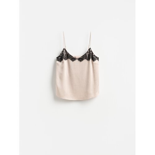 Reserved Bluza s čipkom - smeđesivo Cijene