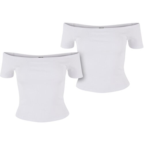 UC Ladies Women&amp;#039;s T-Shirt Organic Off Shoulder Rib - 2 Pack White+White Slike
