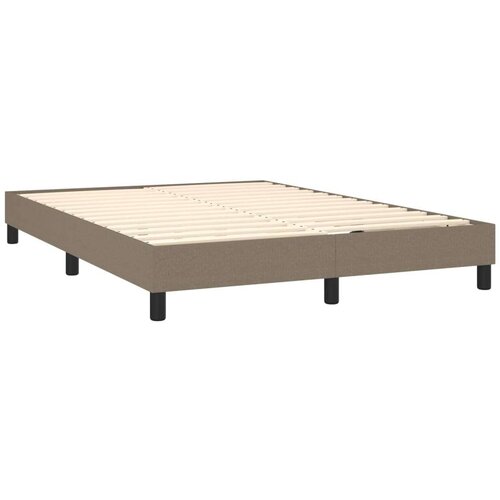 VidaXL Krevet box spring s madracem LED smeđesivi 140x190 cm tkanina Slike