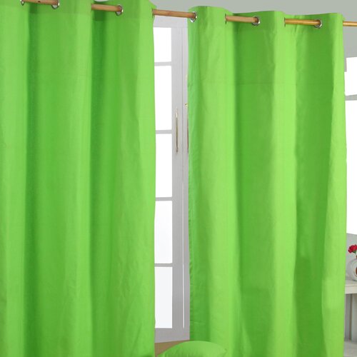 HOMESCAPES Enostavne zelene bombažne zavese Eyelet, 137x228 cm, (20749227) Slike