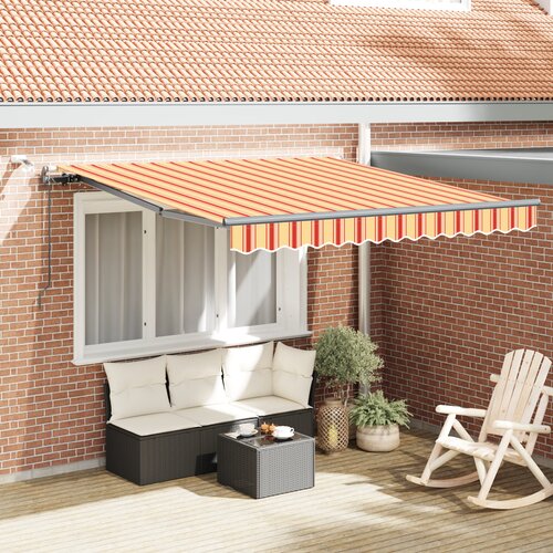 VidaXL Avtomatska retraktibilna tenda z LED rumena in oranžna 300x250 cm Slike