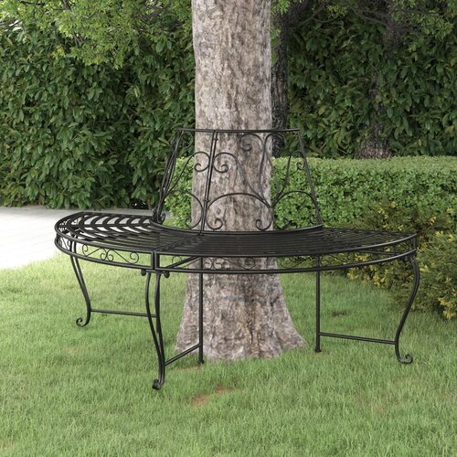 VidaXL Polkrožna klop za okrog drevesa &amp;Oslash;160 cm črno jeklo Slike