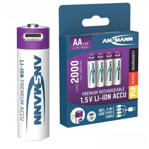 Ansmann Punjiva Li-Ion 1.5V 2000mAh AA sa USB tip C ulazom za punjenje 4 komada Cene