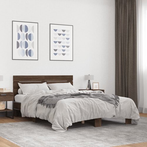 Furnova Posteljni okvir rjav hrast 120x190 cm inženirski les in kovina, (21938846) Slike