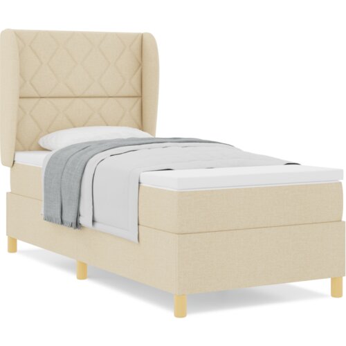  Krevet s podnicom i madracem Krem 100x200 cm Tkanina Slike