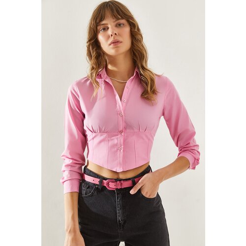 Bianco Lucci Women&amp;#039;s Long Sleeve Shirt with Elastic Back Slike