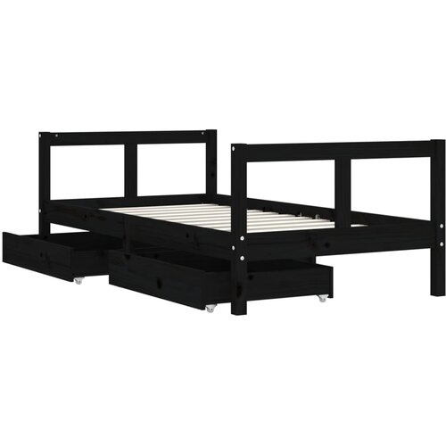  Okvir za dječji krevet s ladicama crni 80 x 160 cm od borovine Slike