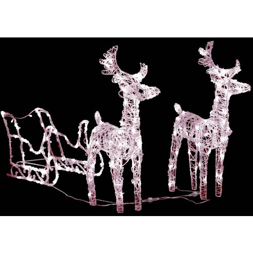 vidaXL Božični jeleni s sanmi 160 LED lučk 130 cm iz akrila, (20579657) Cene