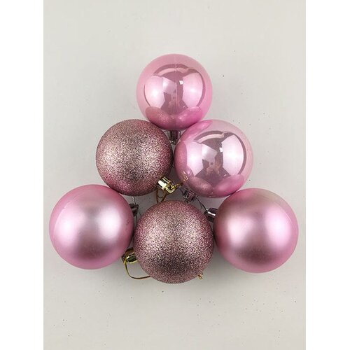 Home deco plastične kuglice za bor 8 cm, roze, 24 kom Slike