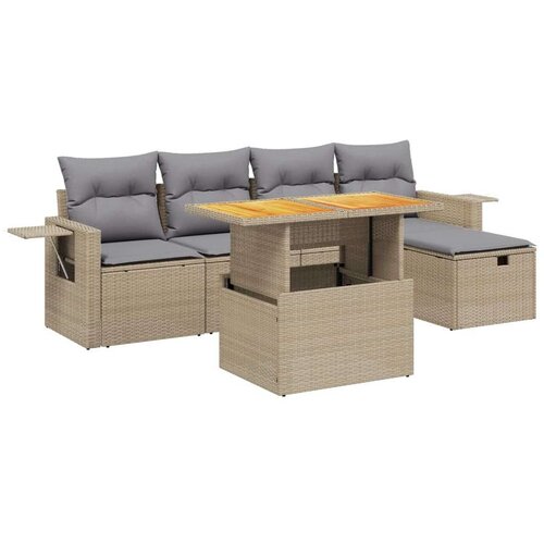 vidaXL 6-dijelni set vrtnih sofa s jastucima bež od poliratana Cijene