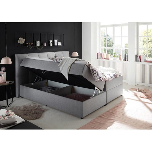 MID.YOU POSTELJA BOXSPRING 180 cm x 200 cm , tekstil siva Slike