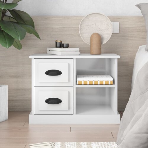 The Living Store Nočna omarica visok sijaj bela 60x35,5x45 cm - Nočna Omarica, (21421080) Slike