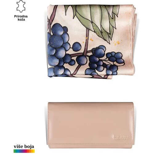 PRINC LEATHER Ženski poklon set e&scaron;arpa i novčanik, Bež Cene