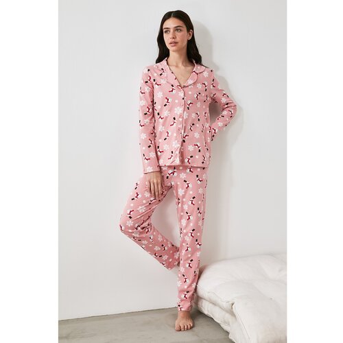 Trendyol Printed Knitted Pajamas Set Slike