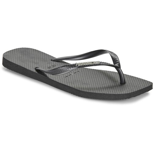 Havaianas Japonke SLIM SQUARE LOGO METALLIC Črna Slike