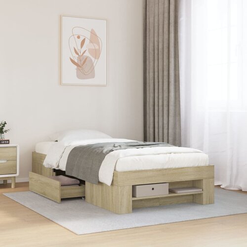 Furnova Posteljni okvir brez vzmetnice hrast 100x200 cm inženirski les, (21941468) Slike