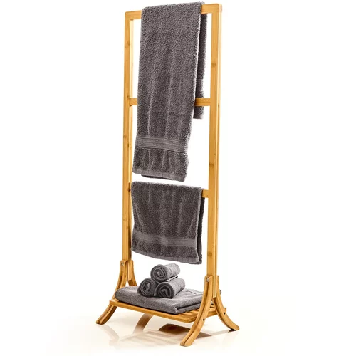 Blumfeldt Stojalo za brisače, 3 palice za brisače, 40x104x27cm, lestvena oblika, bambus