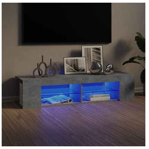  TV omarica z LED lučkami betonsko siva 135x39x30 cm