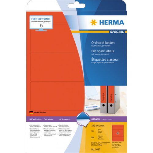 Herma etikete 192x61, za široki registrator A4/4 1/20 cr ( 02H5097 ) Cene