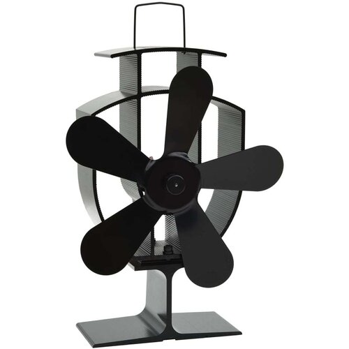 VidaXL Ventilator za peć na toplinski pogon s 5 lopatica crni Slike