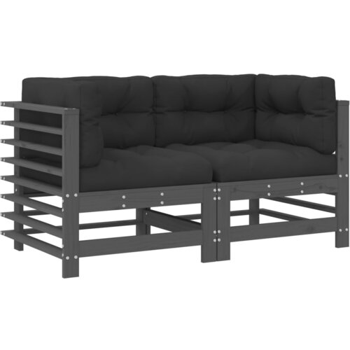 Maison Chic Kotni kavč - Sofa - Kanape z blazinami 2 kosa siva trdna borovina, (21726953) Slike