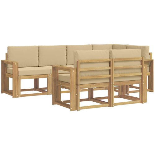 vidaXL Zunanja garnitura za sedenje 7 pcs Bela in bež Poliester, (5000282421) Cene