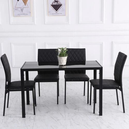  HOCMOM Set od 4 blagovaonske stolice Kuhinjske stolice 41 cm x 50 cm x 91 cm Crna Slike