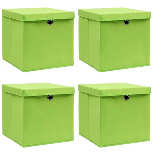  Škatle za shranjevanje s pokrovi 4 kosi zelene 32x32x32cm blago