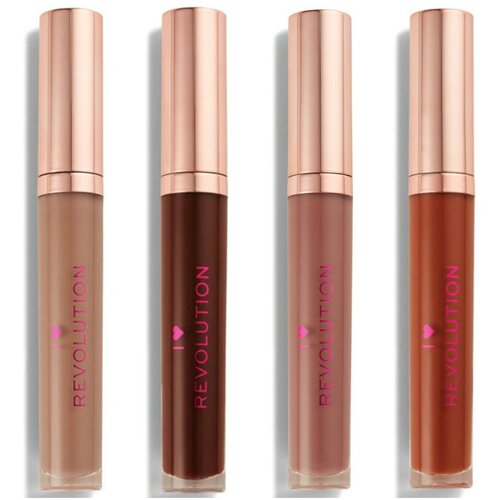 Makeup Revolution Glosi Set mit 4 I Heart Chocolate Lipgloss - Honigwabe / Mokk Cene