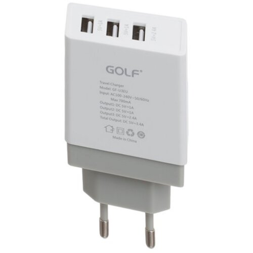  Kućni punjač 3USB beli 3.4A GOLF GF-U3 Cene