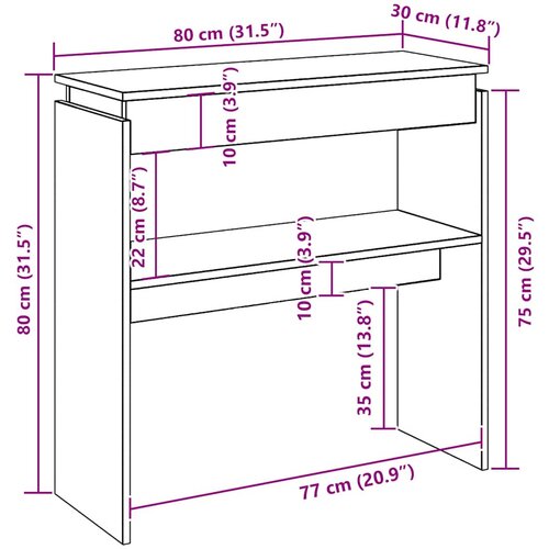 VidaXL Konzolni stol Staro drvo 80x30x80 cm Konstruirano drvo Slike
