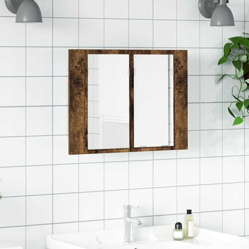  LED kupaonski ormarić s ogledalom boja hrasta 60x12x45cm drveni Cijene