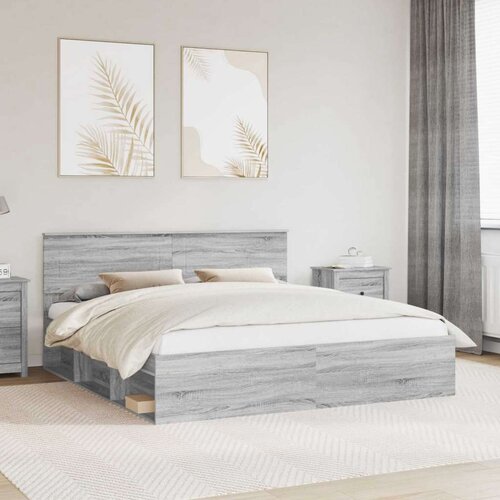  Konstrukcija postelje Siva Sonoma 200 x 200 cm Konstruiran les, (5000121319) Cene