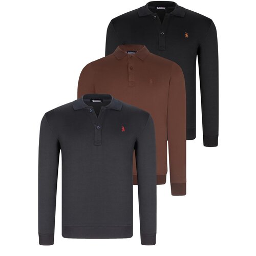 Dewberry TRIPLE SET V4007 MEN&amp;#039;S SWEATSHIRT-BLACK-NAVY-BROWN Slike