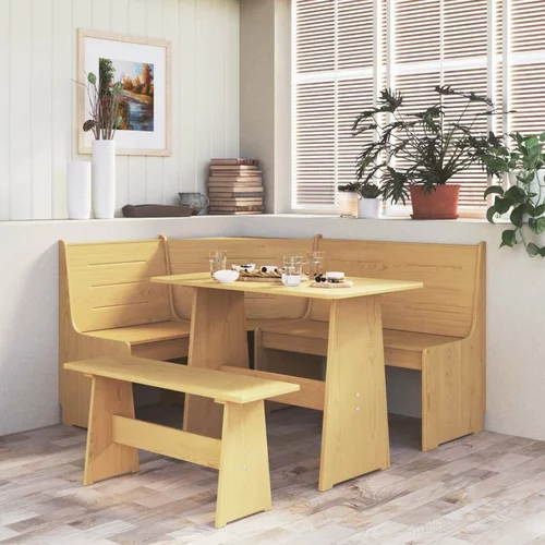  Jedilna miza s klopjo medeno rjava trdna borovina, (20711187)