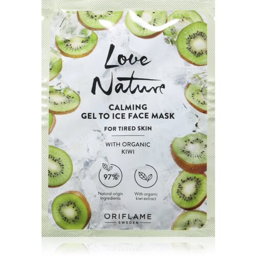 Oriflame Love Nature Gel To Ice Organic Kiwi pomirjajoča maska za obraz za utrujeno kožo 10 ml Cene