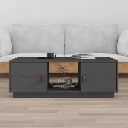 VidaXL Klubska mizica siva 100x50x35 cm trdna borovina Slike