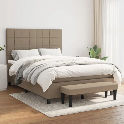 The Living Store Box spring postelja z vzmetnico taupe 140x200 cm blago - Box Spring Postelja, (21514178)