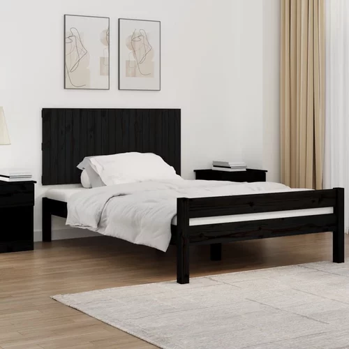  Uzglavlje za krevet Crno 127,5x3x60 cm od masivne borovine