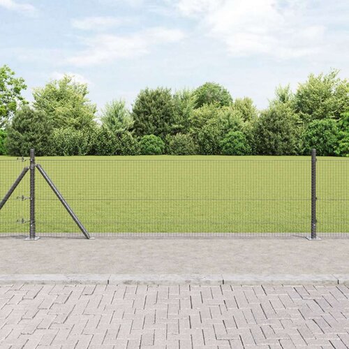  Varjena žična ograja z 13 flanged stebriči Siva 0.4x100 m Jeklo Slike