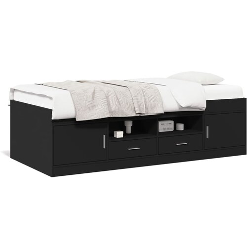 vidaXL Dnevni krevet s ladicama crni 90 x 190 cm konstruirano drvo Cene