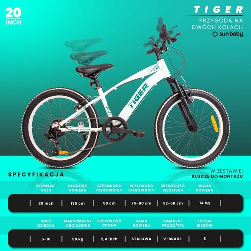  Dječji bicikl Tiger 20&amp;quot; RevoShift Shimano 6 brzina bijelo-zeleni Slike