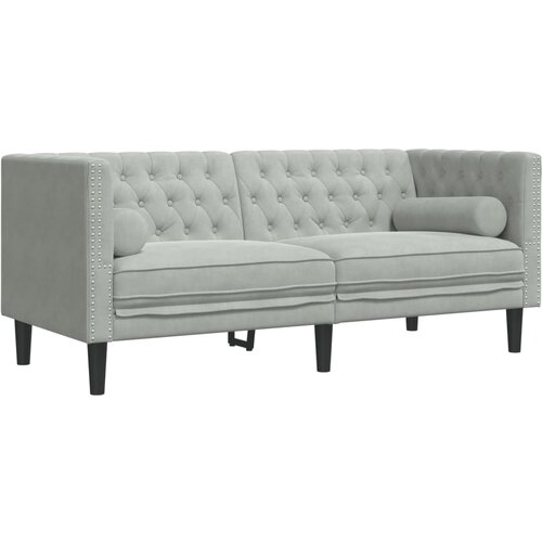  2-dijelni set sofa Chesterfield svjetlosivi bar&amp;scaron;unasti Slike
