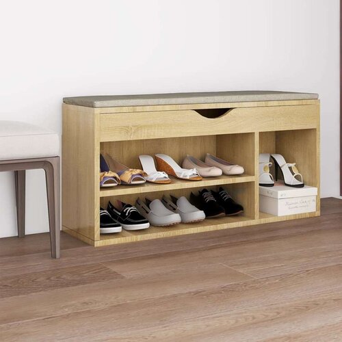 vidaXL klupa za cipele s jastukom boja hrasta 104x30x49 cm od iverice Cene