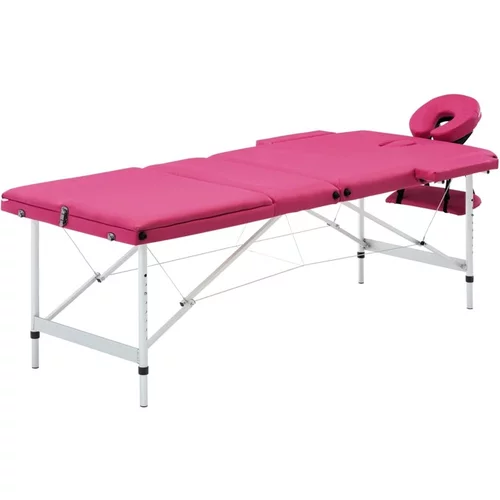  Zložljiva masažna miza 3-conska aluminij roza