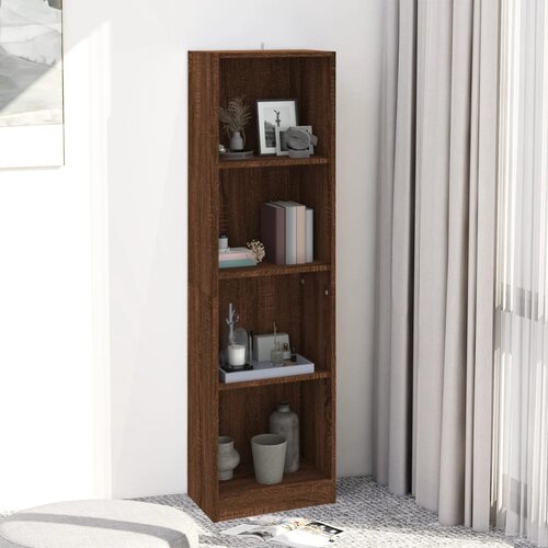  The Living Store Knjižna omara 4-nadstropna rjav hrast 40x24x143 cm inženir. les - Knjižna Omara, (21431751) Slike