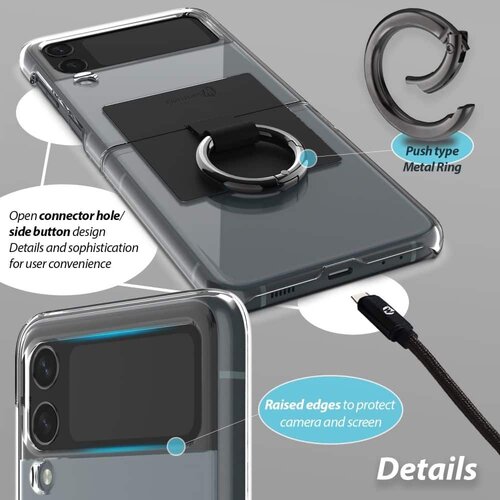  WHITESTONE PROZIRNA MASKA SA PRSTENOM ZA SAMSUNG GALAXY Z FLIP 4 &amp;ndash; CRNA Slike
