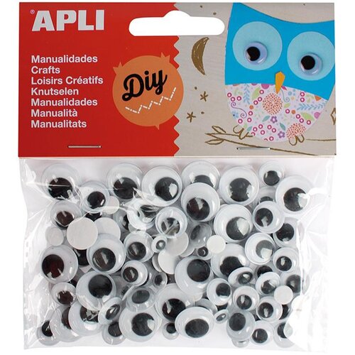 Apli Premične oči samolepilne okrogle črne 100 kos, (20393130) Slike