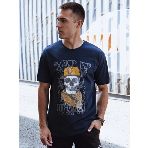 DStreet T-shirt męski z nadrukiem granatowy