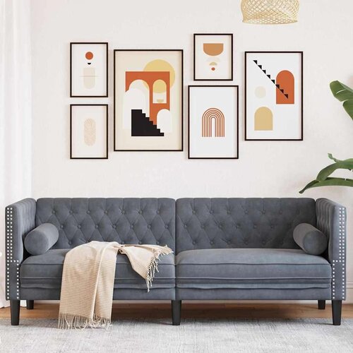 vidaXL Kavč Temno siva 194 x 74,5 x 70,5 cm Žamet, (5000138212) Cene